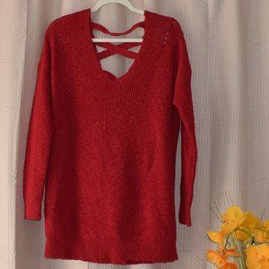 NWT Torrid Jester Red Lattice Cage Back Pullover Sweater 1X